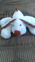Stuffed Puppy Dog Soft Toy -  Baby Blue and Mocha Minky Dot Fabric - stuffed animal - minky dot dog - Plushie - Custom Colors - Floppy Ears