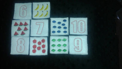 20 Piece Felt Fruit Number Memory Game with Matching Bag - educational - learning game - strategy - felt toy