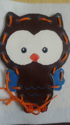 Owl Lacing Card -  Quiet Toy - Vinyl - busy toy - learning toy - educational