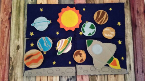 Outer Space - Playset - Sun -  space shuttle - planets, felt board - Quiet toy - Learning - Educational Toy - galaxy- stars - solar system