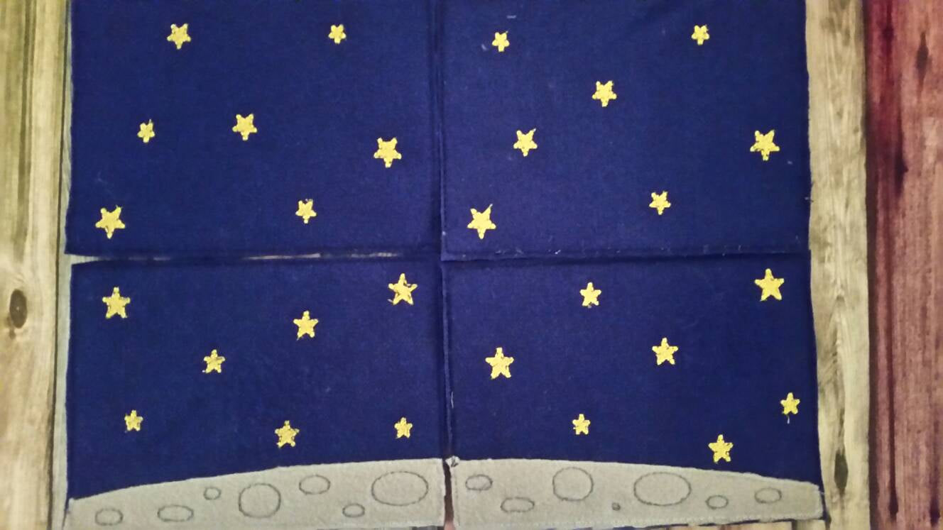 Outer Space - Playset - Sun -  space shuttle - planets, felt board - Quiet toy - Learning - Educational Toy - galaxy- stars - solar system