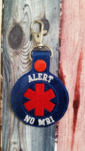 Alert No MRI Keychain -  Backpack Zipper Pull - medical alert - Allergies - cochlear implant - pacemaker - metal implants - medical bag