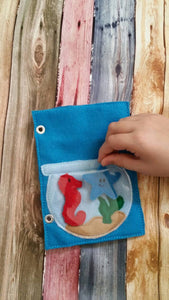 Build Your Own Felt Quiet Book..  Page by Page...Fish Bowl Activity Page.. Fish, Coral, Starfish, and Sea Horse Included