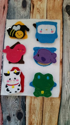 Toddler quiet book page - Felt Quiet Book Page - busy book -  Animal home match game -  Homes Activity Page - learning - education - Habitat