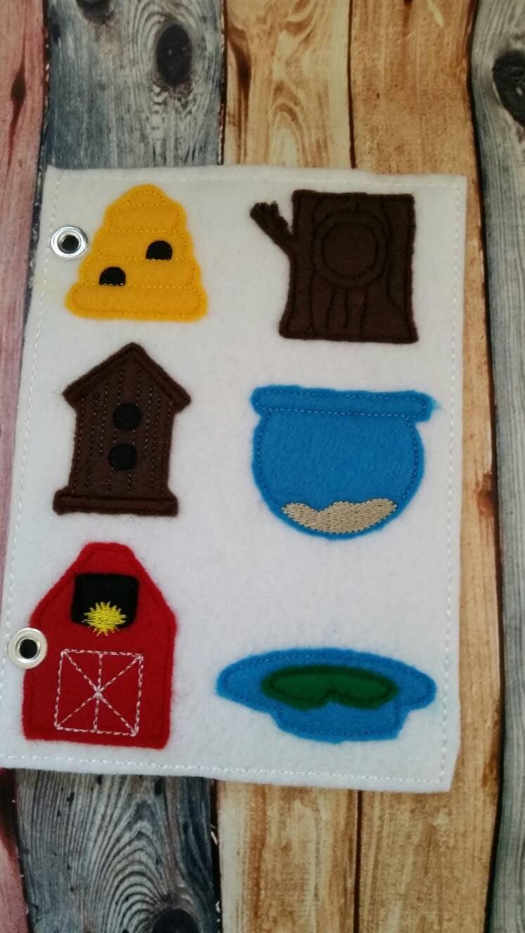 Toddler quiet book page - Felt Quiet Book Page - busy book -  Animal home match game -  Homes Activity Page - learning - education - Habitat